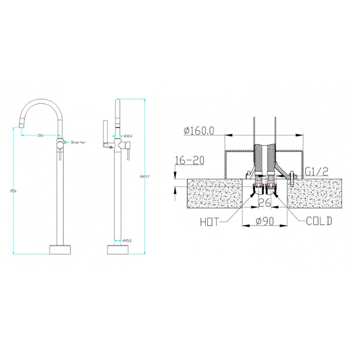 Смеситель для ванны Black Black Boheme 229-B