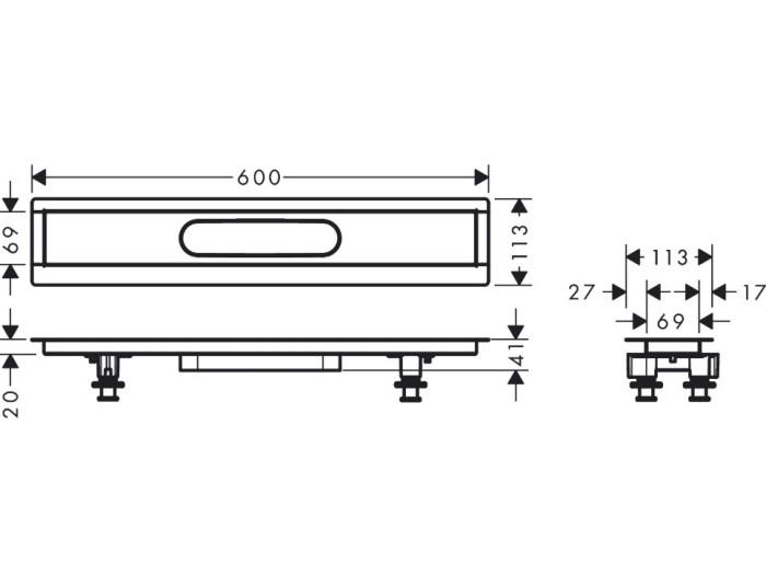 Монтажный набор для внешней части для душа 60 RainDrain Hansgrohe, см арт. 56010180