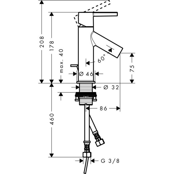 Смеситель для раковины Starck Axor, полированный черный хром арт. 10102330