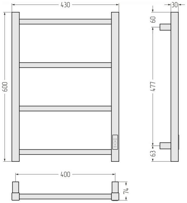 Стилье Электрический полотенцесушитель 1000x300, Формат 26, 12526-6040 цвет: белый