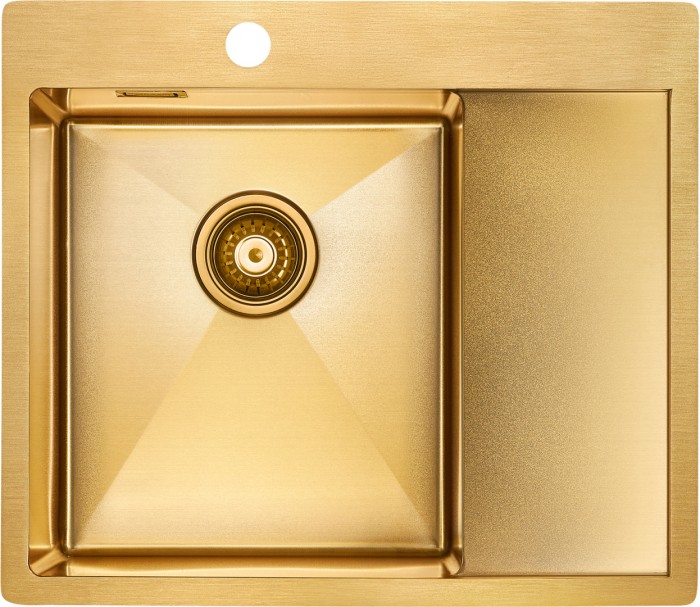 Мойка для кухни нержавеющая 590х510мм Paulmark ALSTER, брашированное золото, левая - PM825951-BGL