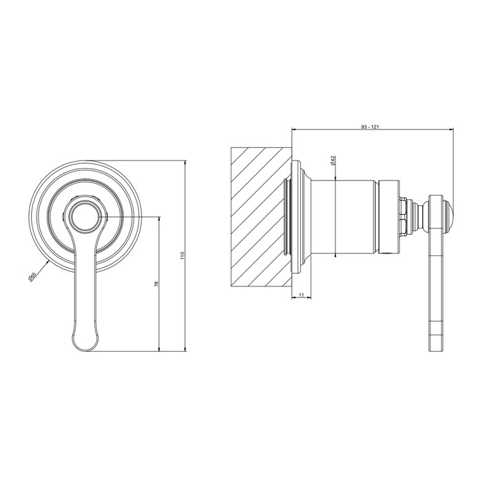 Смеситель встраиваемый, однорычажный, внешняя часть, Gessi Venti20, хром арт. 65131#031