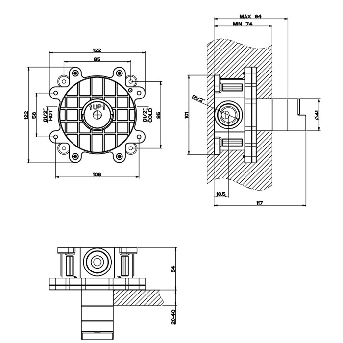 Встраиваемая часть для смесителя с изливом, Gessi Cono, арт. 45097#031