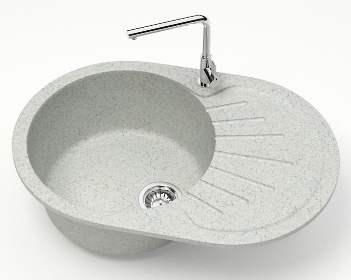 Кухонная мойка Flora 730x450x215 искусственный мрамор, светло серая, Azario FLORA - CS00079916