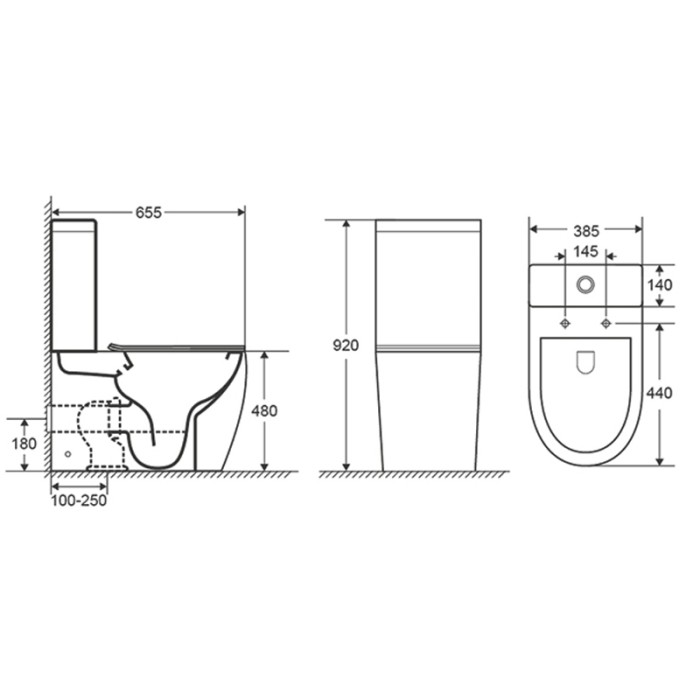 Унитаз-компакт 655х385х920 напольный, в комплекте с бачком и сиденьем микролифт, Azario MIRADA арт. AZ-1289A
