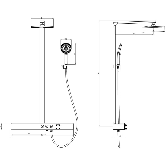 Душевая система термостатический картридж, черный, Azario Deepsea арт. AZ-679008DB9PA