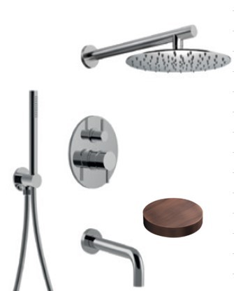 Внешняя часть для встраиваемого комплекта для душа, на 3 режима, верхний душ d250, ручной душ, излив на ванну, Giulini My future, матовая медь арт. 5970EPVROP