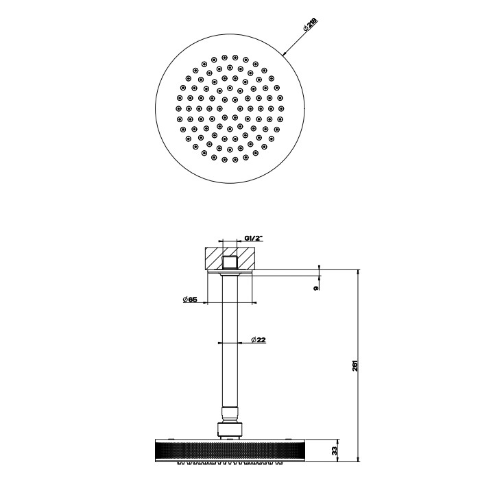 Верхний душ d20 см, потолочный, Gessi Inciso, хром арт. 58186#031