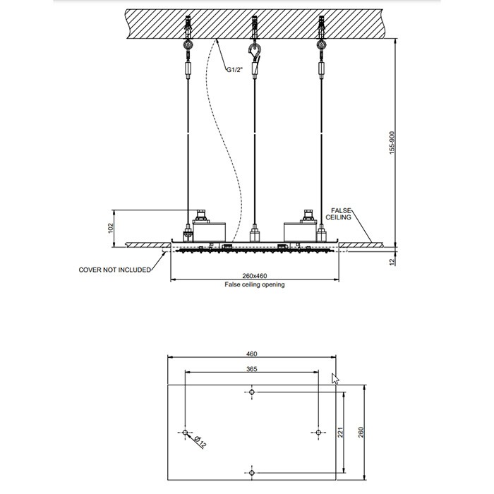 Верхний душ 35х35см., потолочный, тропический ливень, Gessi Mimi, mirror steel арт. 57805#238