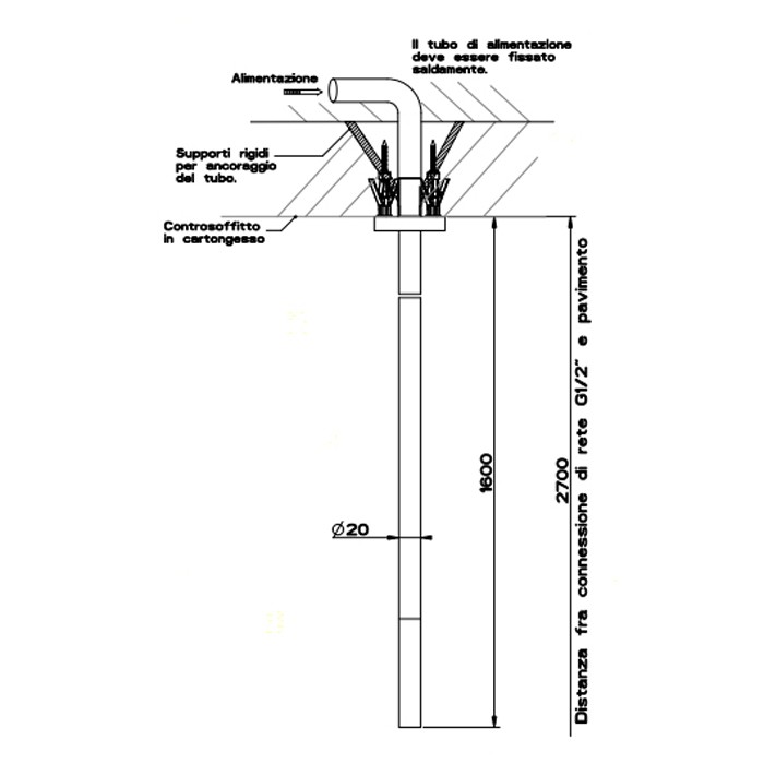 Излив потолочный с удаленным управлением, Gessi Flessa, шлифованная сталь арт. 54099#239