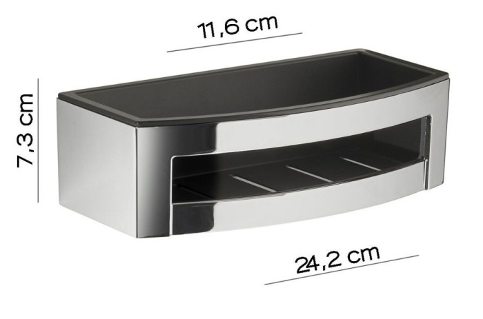 Решётка прямоугольная 1-уровневая c ABS вкладышем (24,2х11,6хh7,3) Gedy, A718(43) цвет: хром