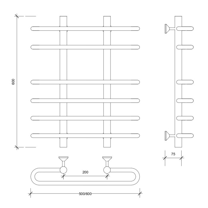 Полотенцесушитель водяной 60x20x50 Венеция 5 (хром) Secado арт. 4603777446550