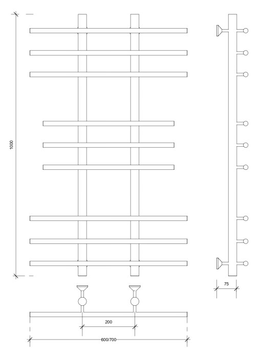 Полотенцесушитель водяной 100x20x70 Турин 2 (хром) Secado арт. 4603777447007