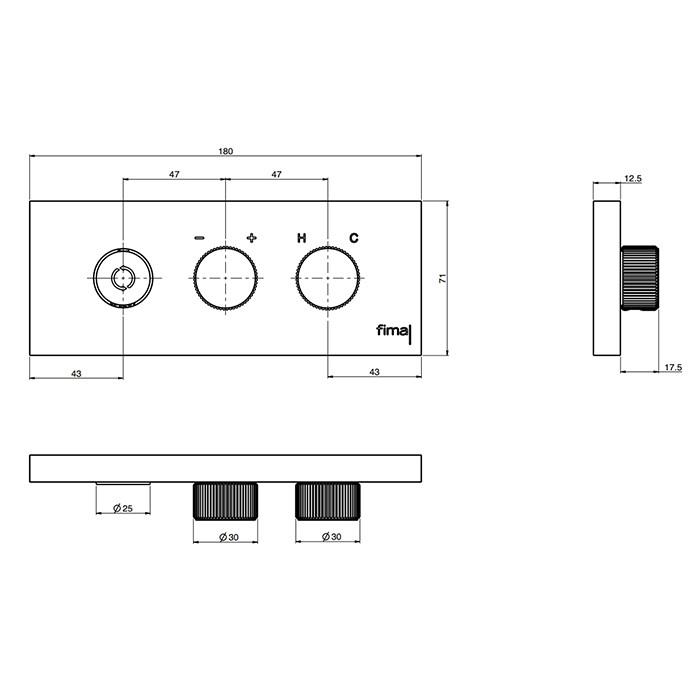 Fima Carlo Frattini Смеситель для ванны и душа, встраиваемый, с переключателем на 2 выхода, Switch, F5959X2SINOX цвет: нержавеющая сталь