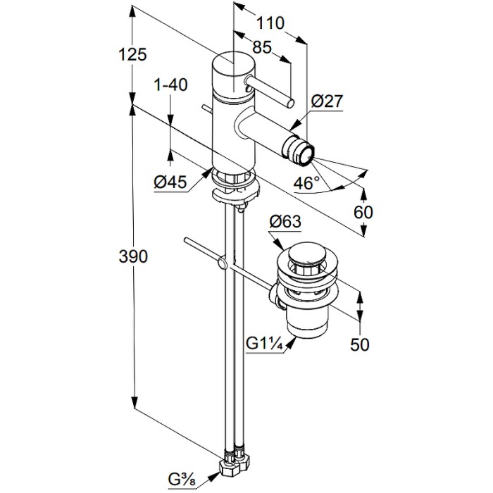 Смеситель для биде, матовый, bozz Kludi, белый матовый - 385335376