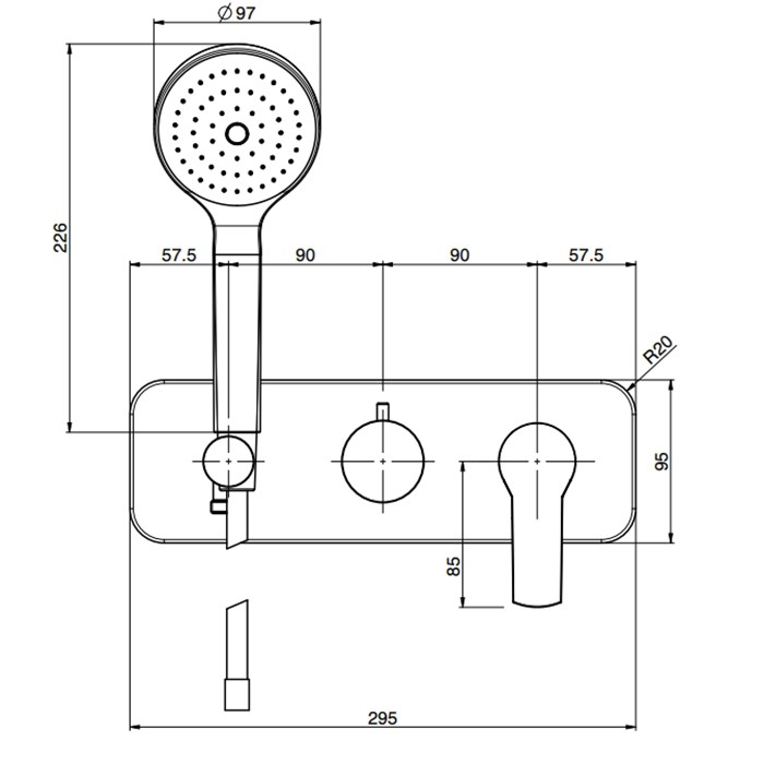 Fima Carlo Frattini Смеситель для душа, встраиваемый, с переключателем на 2 выхода, с ручным душем, Serie 4, F3789WX2CR цвет: хром