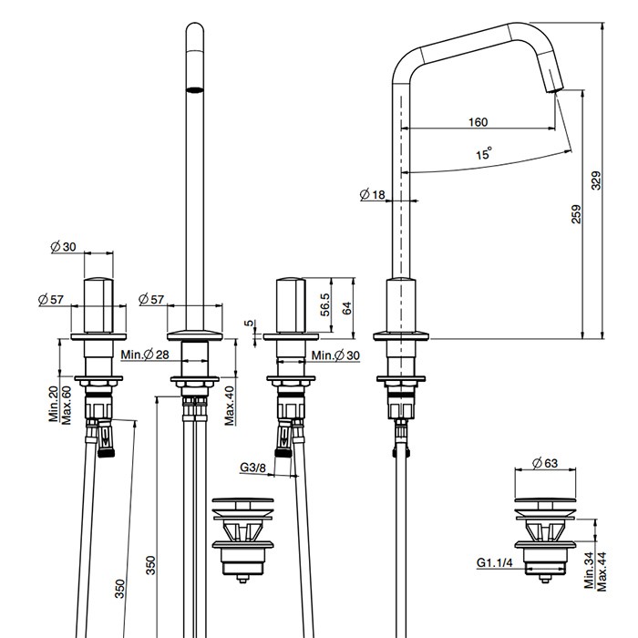 Fima Carlo Frattini Смеситель для раковины, высота 329мм, вращающийся, донный клапан click-clack, So, F3191DCR S4CR цвет: хром