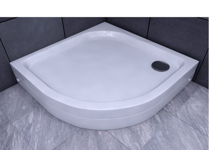 Душевой поддон 80x80, 1/4 круга R50, с ножкамии и с фронтальным экраном, без сифона, Aquatek арт. DPA-0000007