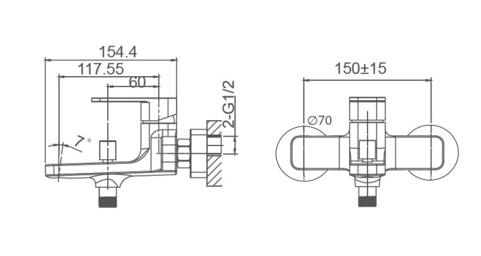 Смеситель для ванны, Wonzon & Woghand Arnie, WW-693101-CR цвет: хром