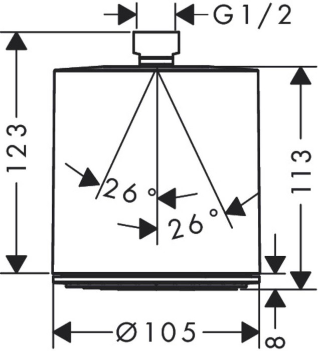 Верхний душ 105 coSmart+ Pulsify S Hansgrohe, черный арт. 24132670