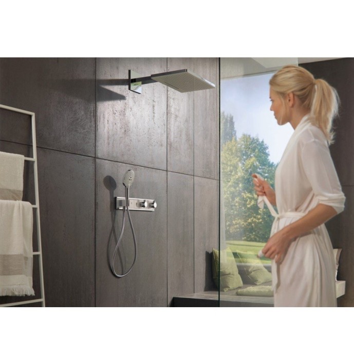 Верхний душ с настенным кронштейном скрытого монтажа Rainmaker Select Hansgrohe, белый, хром арт. 24007400