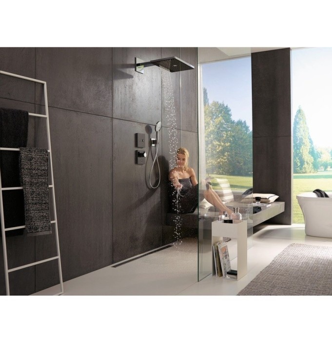 Верхний душ с настенным кронштейном скрытого монтажа Rainmaker Select Hansgrohe, белый, хром арт. 24007400