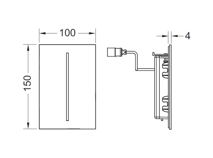 Панель смыва электронная для писсуара 100х150х4 мм, нерж. Сталь (сатин) покрытие против отпеч пальцев, питание от батарейки., Filo 1001504 TECE арт. 9242071