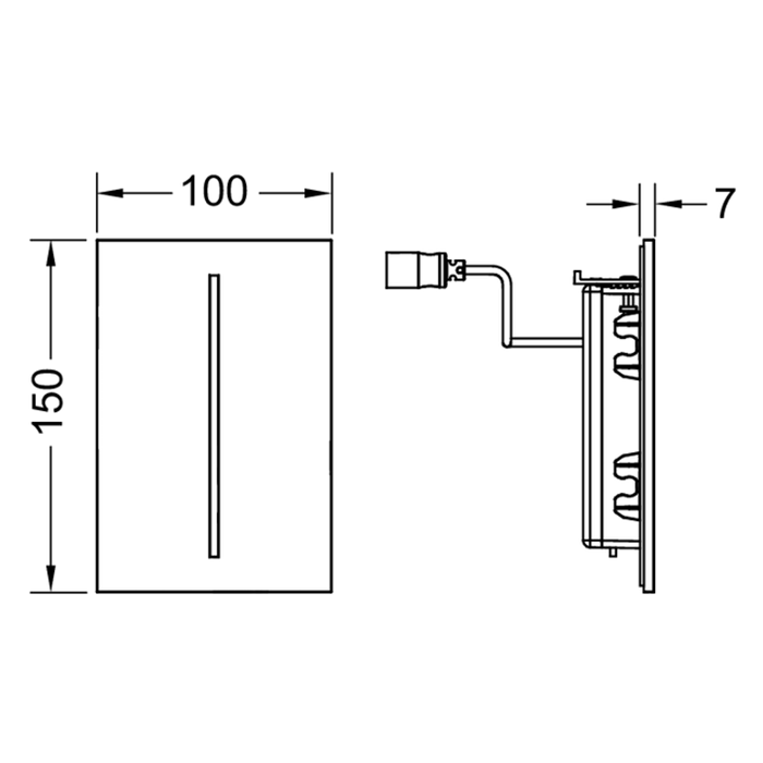 Электронная панель смыва писсуара, питание от сети 230 в, белый глянцевый, filo filo-solid TECE арт. 9242032