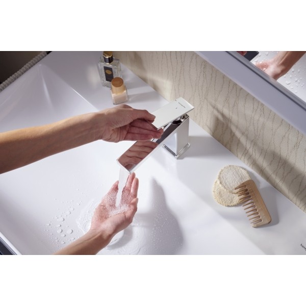 Смеситель для раковины CoolStart, EcoSmart+, с донным клапаном, Hansgrohe Tecturis E, хром арт. 73014000