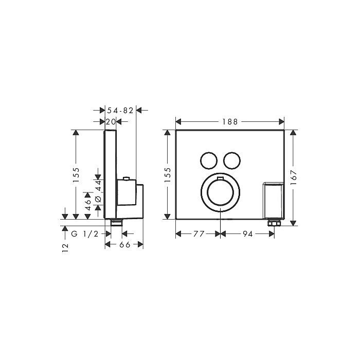 Термостат для душа со шланговым подключением и держателем душа ShowerSelect Axor, хром арт. 36712000