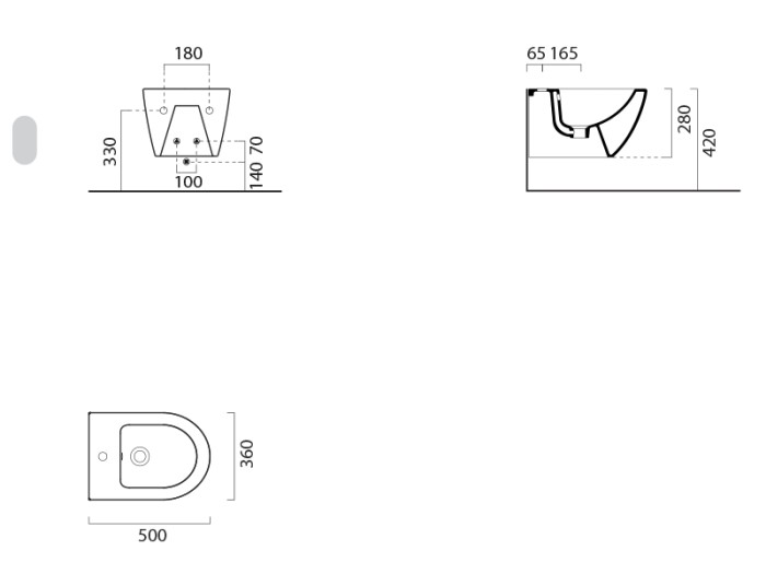 Биде подвисное 36х50 см, цвет ardesia matte, GSI Color-elements арт. 8864126