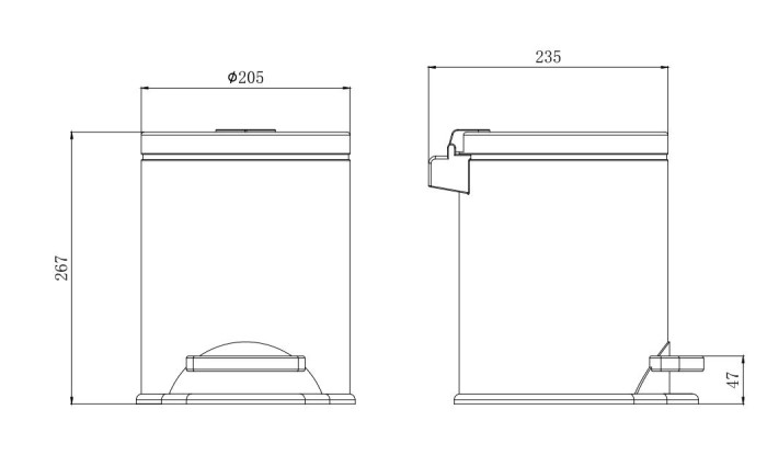 Корзина для мусора с педалью 5л, Aquatek Вега, черный арт. AQ4016MB