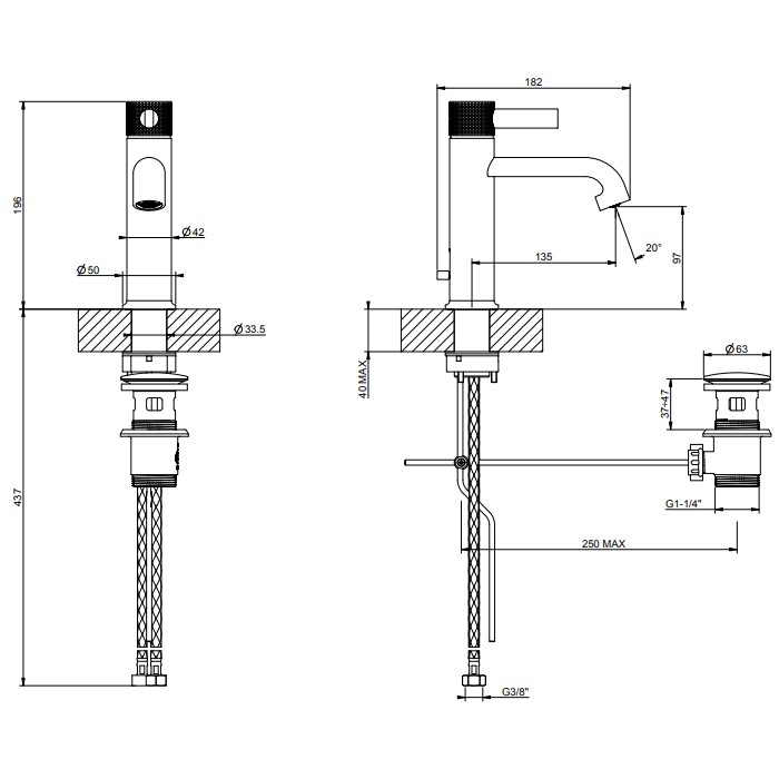 Смеситель для раковины, 1 отв., Gessi Inciso, хром арт. 58001#031