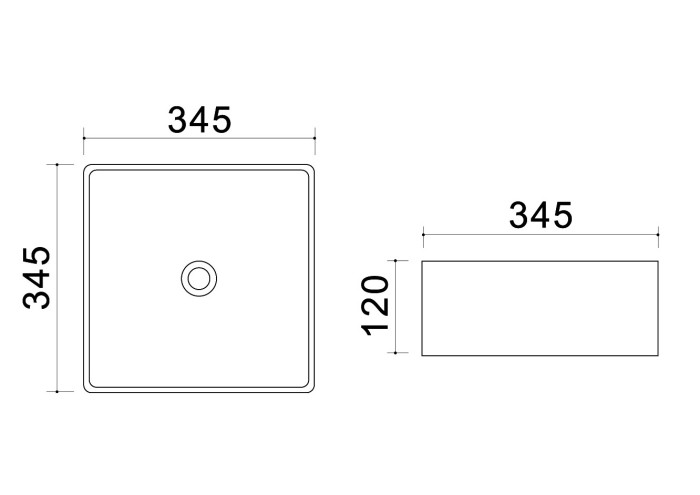 Раковина 34,5х34х12, накладная, белая, Azario - AZ-41314