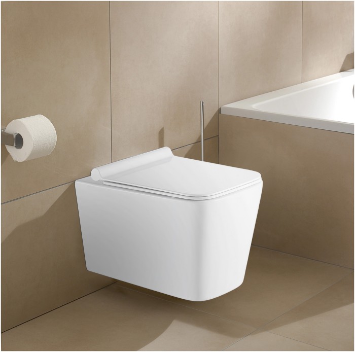 Подвесной унитаз 530x360x365 безободковый, в комплекте с сидением микролифт, Azario Mona арт. AZ-0057