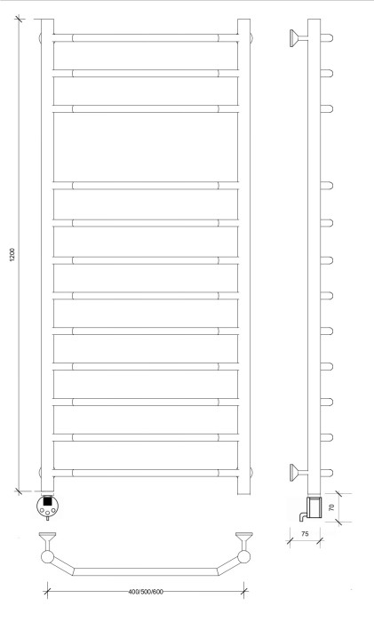 Полотенцесушитель электрический 120x40 Агата 5 Secado арт. 4673739232408