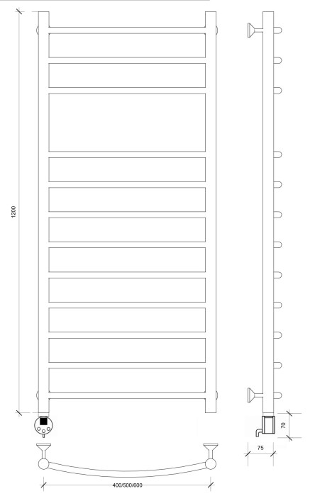 Полотенцесушитель электрический 120x50 Милан 5 Secado арт. 4673739238974