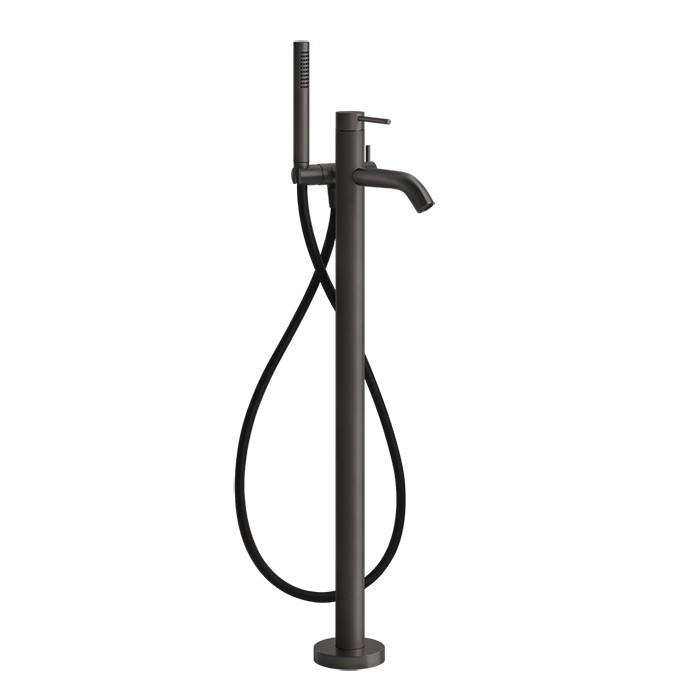 Напольный смеситель для ванны с душевой лейкой, Gessi 316, brushed black metal pvd арт. 54028#707
