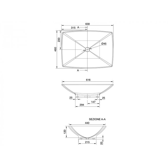 Раковина KYLIS накладная без перелива, без отверстий, цвет белый, Scarabeo Thin-line - 8046