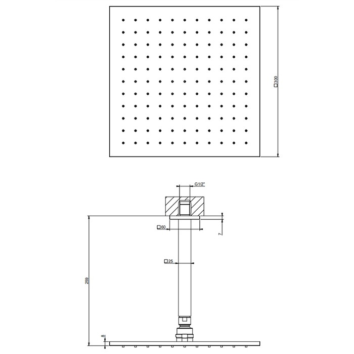 Верхний душ, потолочная, поворотная с шарниром, с защитой от известкового налёта, Gessi Emporio shower, finox brushed nickel арт. 47366#149
