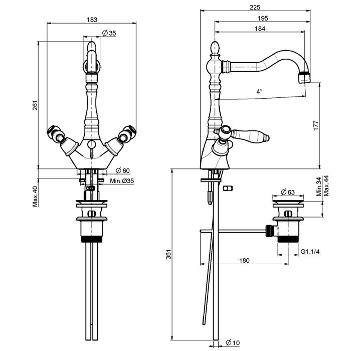 Fima Carlo Frattini Смеситель для раковины, Herend, F5411BR цвет: бронза
