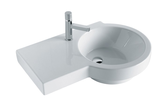 Раковина подвесная, 75x50xh18 см, с отверстием под смеситель, левая, Olympia ceramica Tutto evo, белый глянцевый арт. TUT417S101