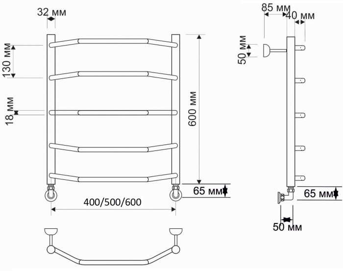Полотенцесушитель водяной латунный 60x60 Агата 1 (бронза) Secado арт. 4603777458997