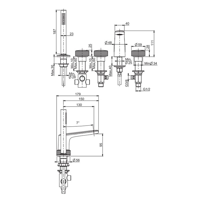 Fima Carlo Frattini Смеситель к борту ванны, Texture Collection, F5614HCR цвет: хром