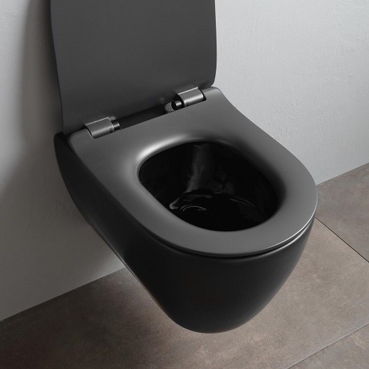 Унитаз подвесной Scarabeo Glam Twist Bicolors безободковый, черный матовый арт.5201TWB49