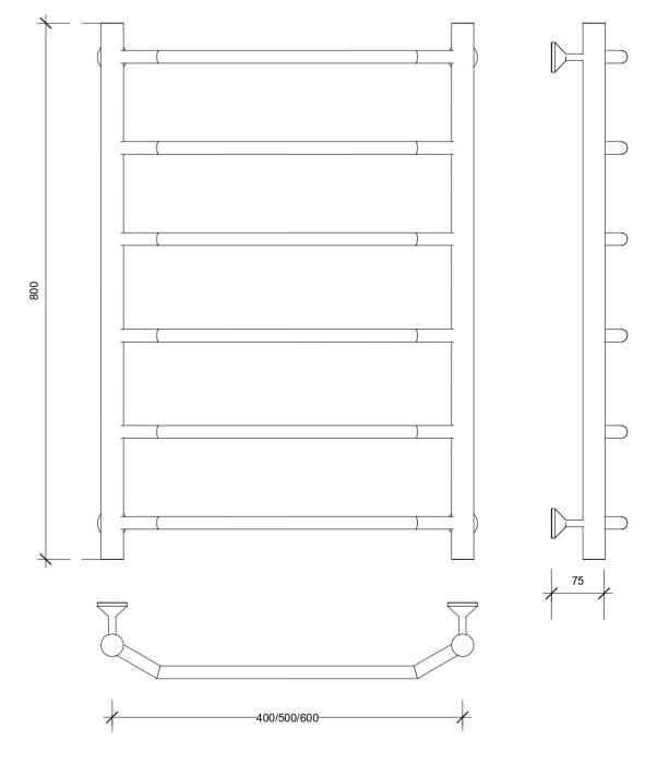 Полотенцесушитель водяной 80x50 Агата 1 (черный) Secado арт. 4673739222867