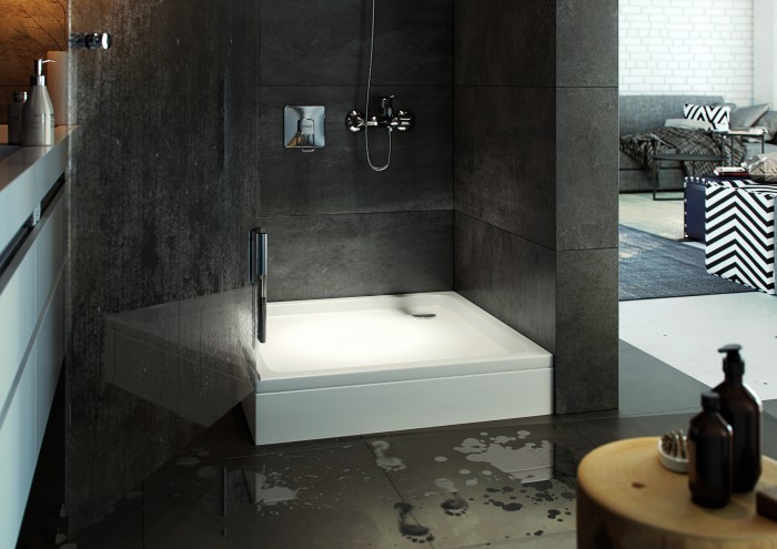 Душевой поддон 80x80, квадрат с ножками и с фронтальным экраном, без сифона, Aquatek арт. DPA-0000008