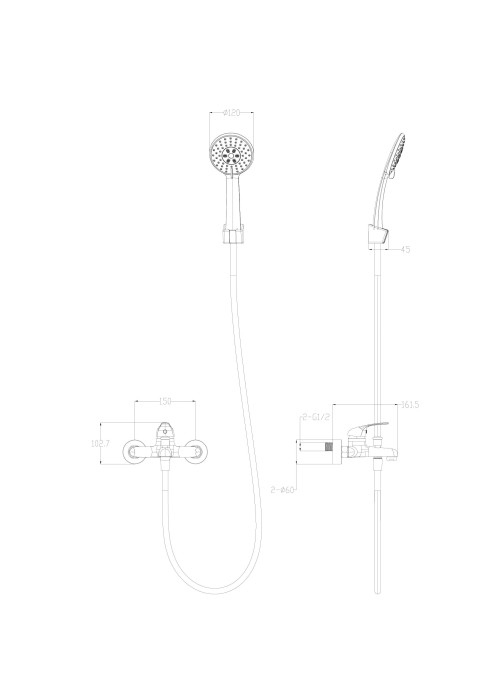 Смеситель для ванны с душем, Wonzon & Woghand, WW-4530-MB цвет: черный