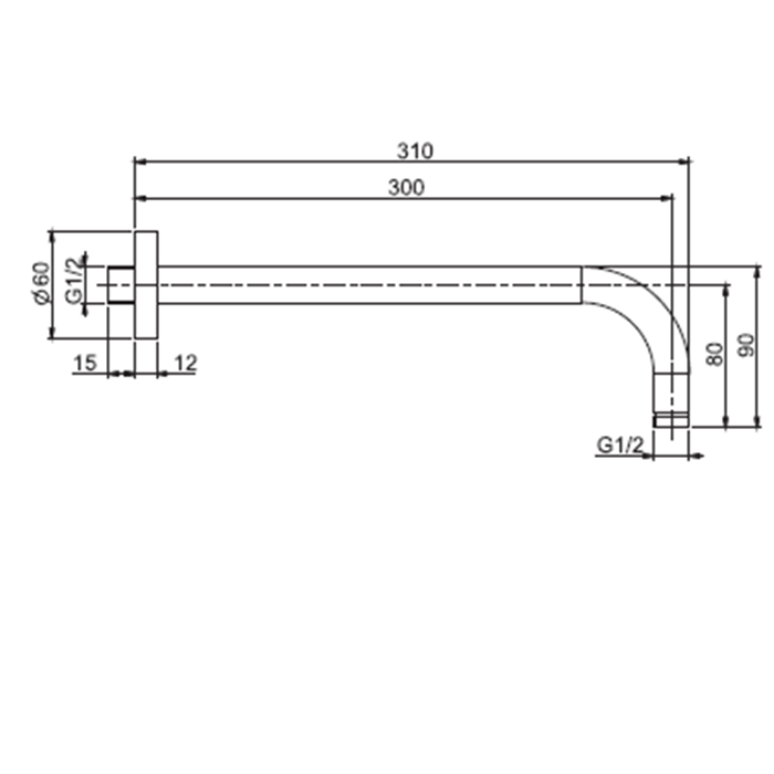 Fima Carlo Frattini Держатель верхнего душа 300 мм., для монтажа на стену, Wellness, F2138OR.30 цвет: золото
