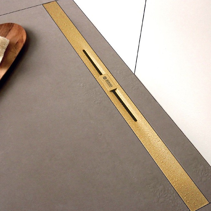 Душевой лоток BERGES SIMPEL 1000, золото глянец, S-сифон D50 H60, арт.092113